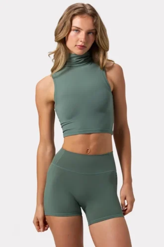Soft Active-tanktop med høyhals i khaki