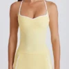 Soft Active-tanktop med kryssrygg i Lemon