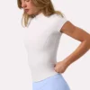 Soft Active-top med kvart glidelås i Milk