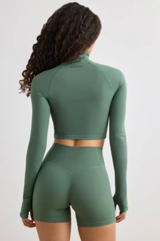 Soft Active turtleneck crop top i khaki