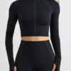 Soft Active turtleneck-crop-top i svart