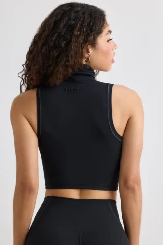 Soft Active turtleneck-tanktop i svart