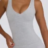 Soft Active V-hals tank-top i grå melert