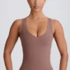 Soft Active V-hals tank-top i mokka