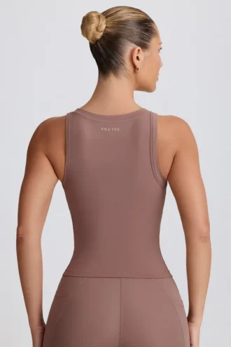 Soft Active V-hals tank-top i mokka