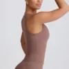Soft Active V-hals tank-top i mokka