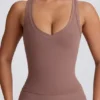 Soft Active V-hals tank-top i mokka