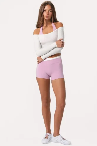 Soft Jersey Off-Shoulder Top i melkehvit