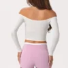 Soft Jersey Off-Shoulder Top i melkehvit