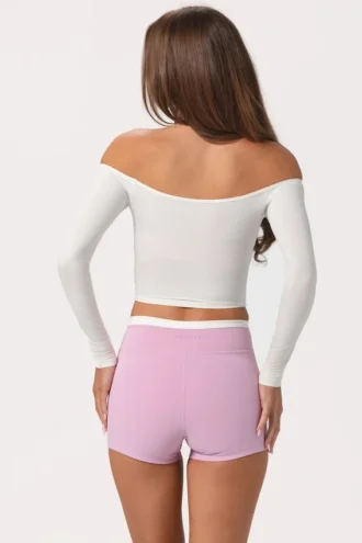 Soft Jersey Off-Shoulder Top i melkehvit