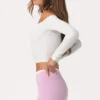 Soft Jersey Off-Shoulder Top i melkehvit