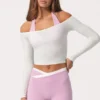 Soft Jersey Off-Shoulder Top i melkehvit