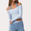 Soft Jersey Off-Shoulder Top i Powder Blue