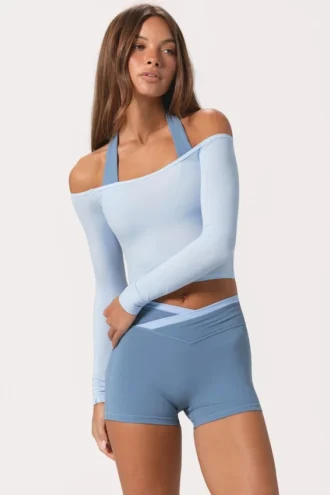 Soft Jersey Off-Shoulder Top i Powder Blue