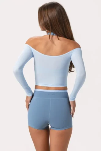 Soft Jersey Off-Shoulder Top i Powder Blue