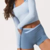 Soft Jersey Off-Shoulder Top i Powder Blue