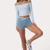Soft Jersey Off-Shoulder Top i Powder Blue