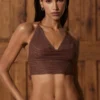 Sol Plunge Halterneck Crop Top i bronse