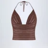 Sol Plunge Halterneck Crop Top i bronse