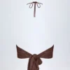 Sol Plunge Halterneck Crop Top i bronse