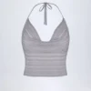 Sol Plunge Halterneck Crop Top i sølv