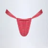 Solsona Ruched Thong Bikinitruser i rød gingham