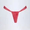 Solsona Ruched Thong Bikinitruser i rød gingham