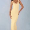 Sorelle Modal Lace-Trim Midaxi-kjole i smørgul