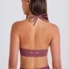 Sports-BH med rund hals og halterneck i fireveis stretch i Acai
