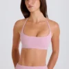 Sports-BH med rund hals og halterneck i mauve