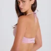 Sports-BH med rund hals og halterneck i mauve
