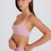 Sports-BH med rund hals og halterneck i mauve