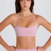 Sports-BH med rund hals og halterneck i mauve