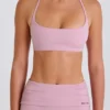 Sports-BH med rund hals og halterneck i mauve