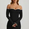 Stasia Modal Off-Shoulder A-Line minikjole i svart
