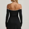 Stasia Modal Off-Shoulder A-Line minikjole i svart