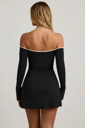 Stasia Modal Off-Shoulder A-Line minikjole i svart