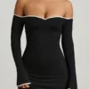 Stasia Modal Off-Shoulder A-Line minikjole i svart