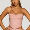 Sterling drapert korsett-topper med pynt i lavendelrosa