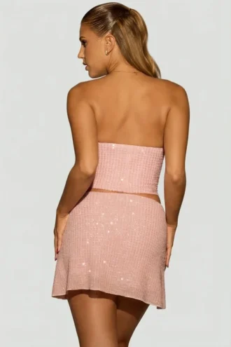 Sterling drapert korsett-topper med pynt i lavendelrosa