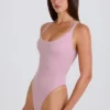 Strikkbody i lagvis kryssrygg i mauve