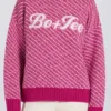 Strikket logo-genser i oversize i magenta rosa