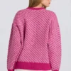 Strikket logo-genser i oversize i magenta rosa