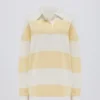 Stripet oversized langermet T-skjorte i sitron