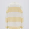Stripet oversized langermet T-skjorte i sitron