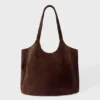 Suede Tote Bag i Espresso