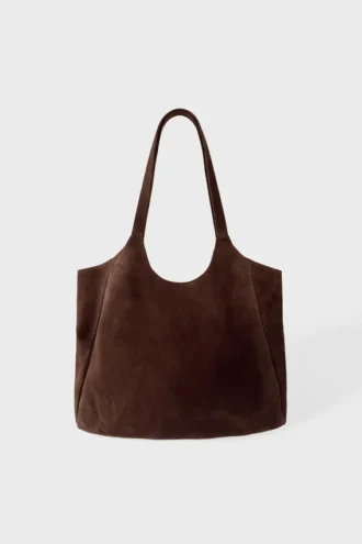 Suede Tote Bag i Espresso