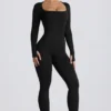 Super Sculpt sømløs jumpsuit i full lengde i svart