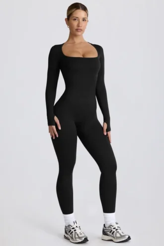 Super Sculpt sømløs jumpsuit i full lengde i svart