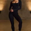 Super Sculpt sømløs jumpsuit i full lengde i svart